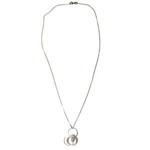 VTG 925 Sterling Silver Italy Circles 5 Ring Pendant 18 In. Curb Chain Necklace